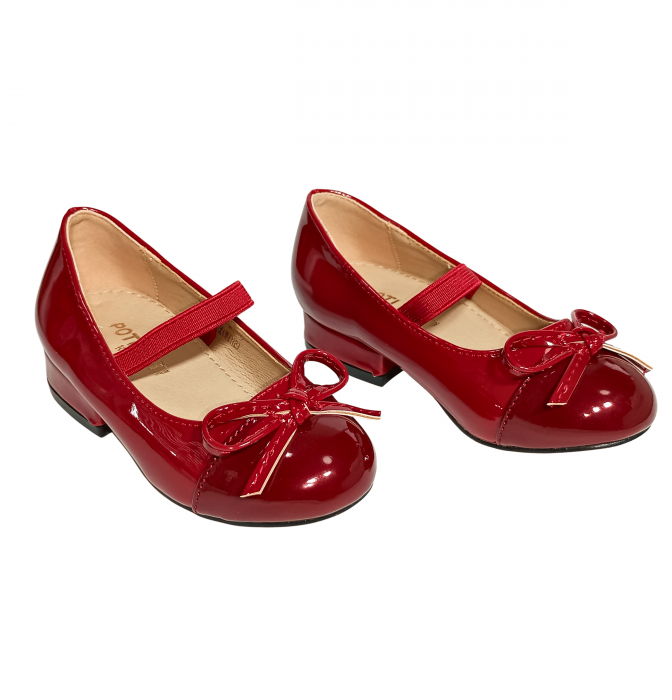 Balerini fete, Poti Pati, String Ribbon bordeaux, piele ecologica, [10]
