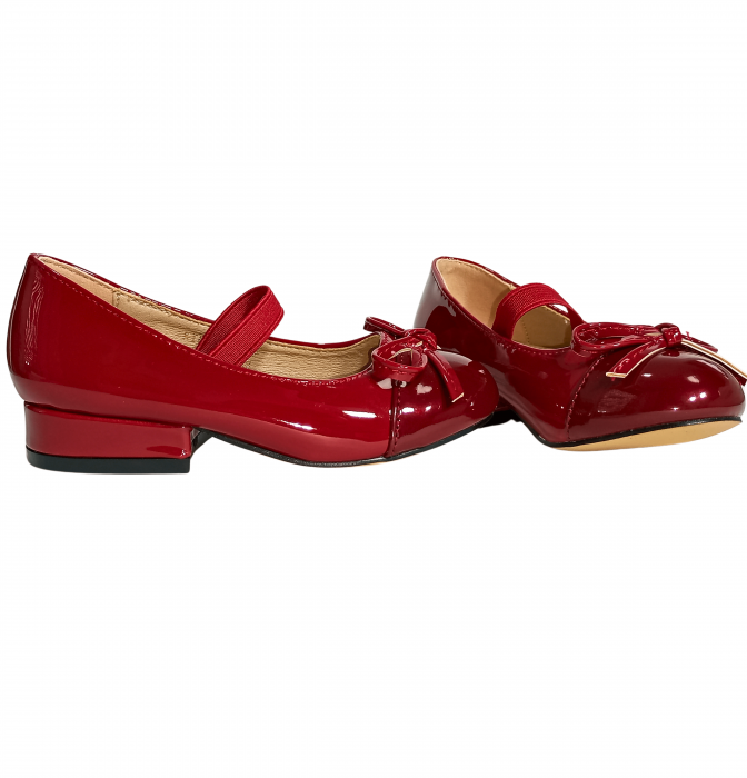 Balerini fete, Poti Pati, String Ribbon bordeaux, piele ecologica, [8]