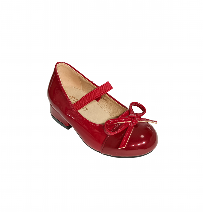 Balerini fete, Poti Pati, String Ribbon bordeaux, piele ecologica, [5]