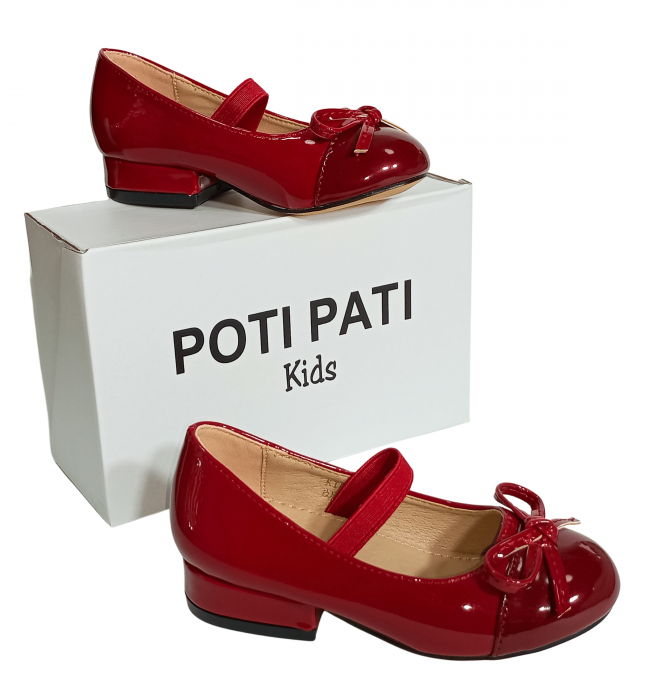 Balerini fete, Poti Pati, String Ribbon bordeaux, piele ecologica, [9]