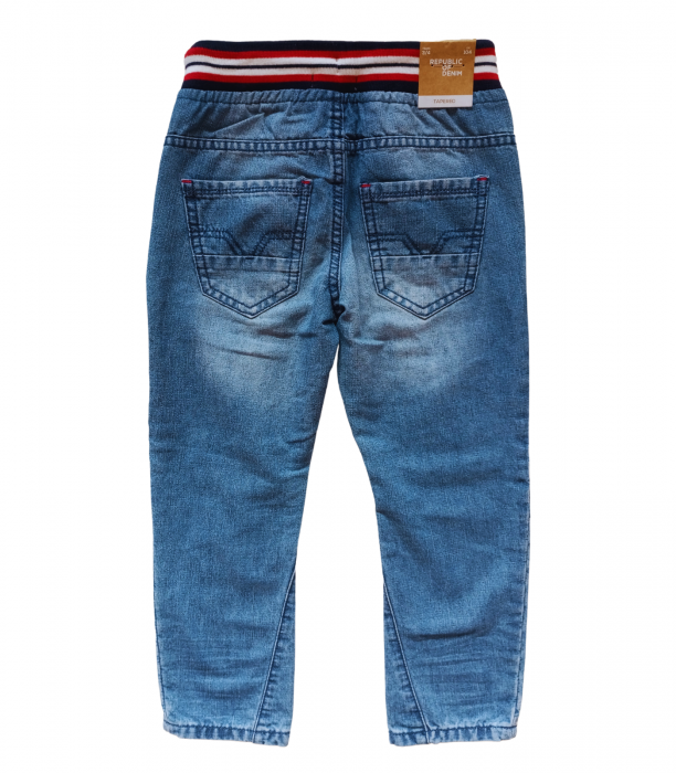 Blugi copii regular, OVS, DENIM model deteriorat, Bumbac/Poliester/Vascoza, Albastru, 104 M, 3-4 ani [2]