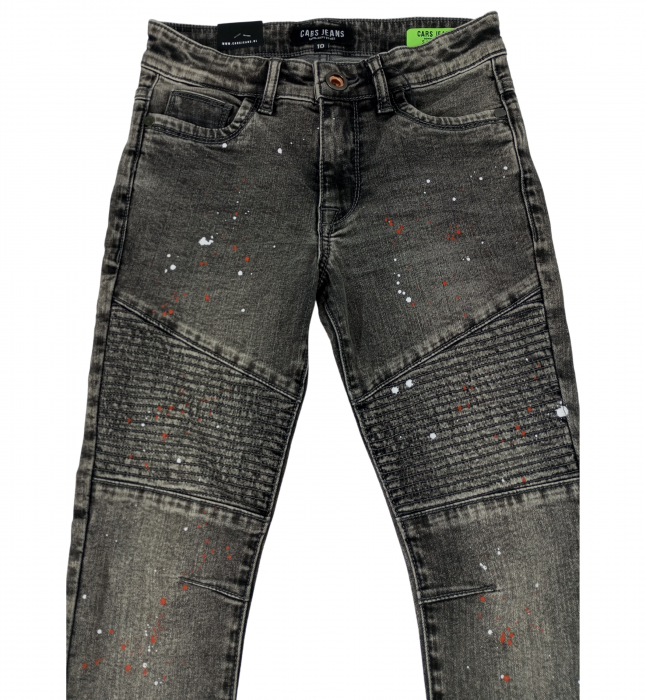 Blugi copii slim fit, Cars Jeans, model vopsit, Gri inchis, 10 ani [2]