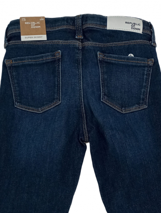 Blugi pentru fete super skinny, OVS, Denim, talie ajustabila, Albastru, 128 CM, 7-8 ani [4]