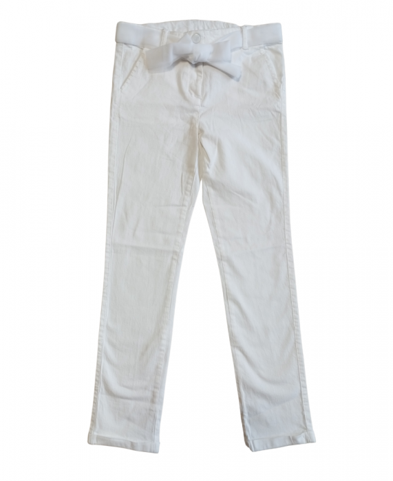 Blugi pentru fete, OVS, curea din tul, Bumbac/elastan, Alb, 128 CM, 7-8 ani [1]