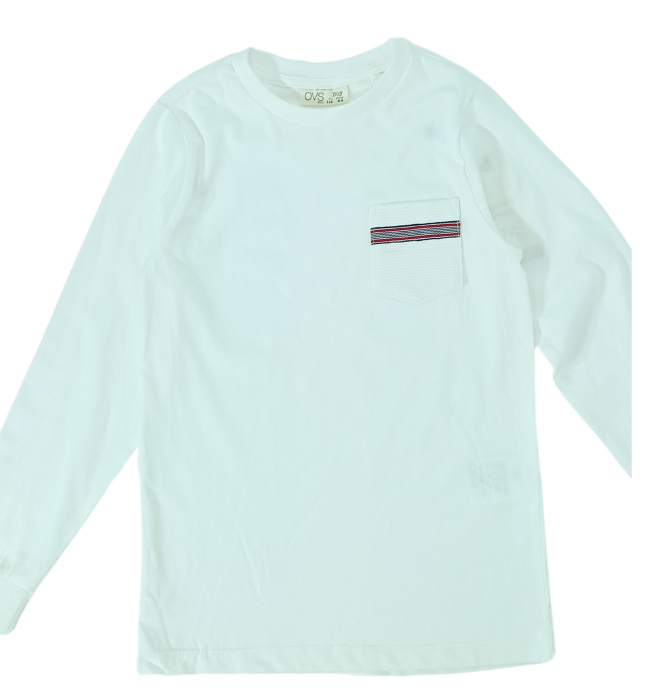 Bluza baieti, OVS, Buzunar aplicat, Bumbac, Alb, 116 CM, 5-6 ani [2]