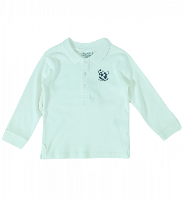Bluza baieti, OVS, cu guler polo, Bumbac organic, Alb, 80 CM, 12-18 luni [1]