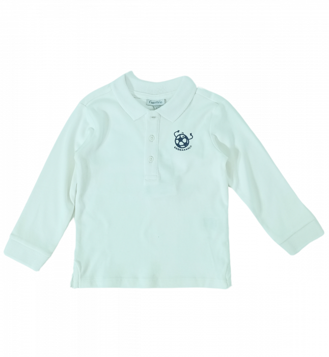 Bluza baieti, OVS, cu guler polo, Bumbac organic, Alb, 80 CM, 12-18 luni [3]
