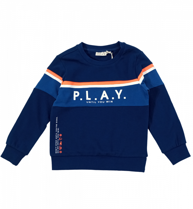 Bluza baieti, OVS, imprimeu cu text si dungi, Bumbac pur, Albastru, 110 CM, 4-5 ani [5]
