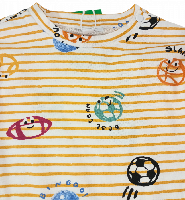 Bluza baieti, OVS, imprimeu dungi si mingi, bumbac organic, [2]