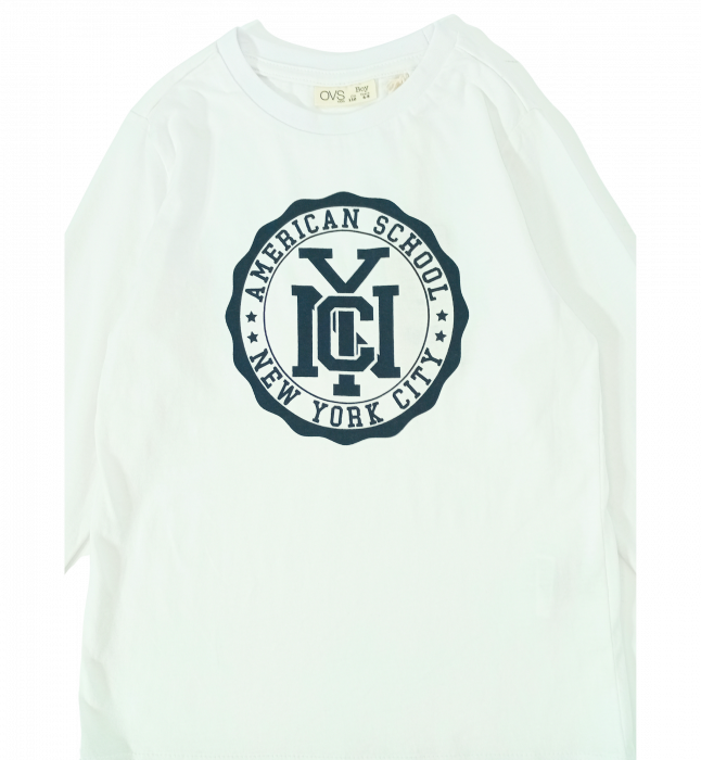 Bluza băieți OVS - Imprimeu Grafic, Bumbac 100%, Alb, 110 cm, 4-5 ani [2]