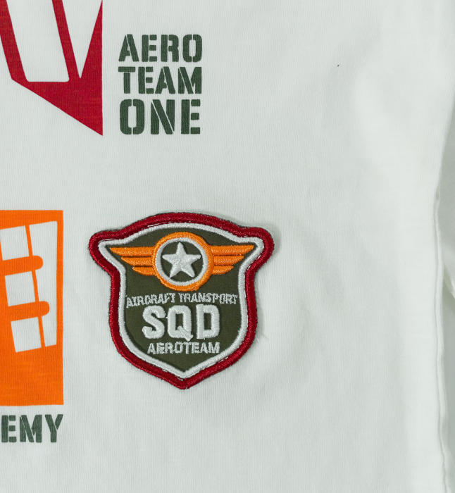 Bluza băieți OVS - Imprimeu Grafic și Text, Patch Decorativ Aero Team Academy, Bumbac 100%, Alb, 116 cm [2]