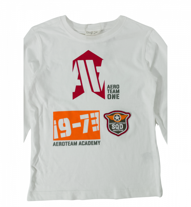 Bluza băieți OVS - Imprimeu Grafic și Text, Patch Decorativ Aero Team Academy, Bumbac 100%, Alb, 116 cm [3]