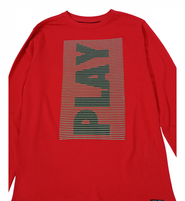 Bluza baieti, OVS, model grafic cu text si dungi orizontale in relief, Bumbac pur, 10-11 ani [2]