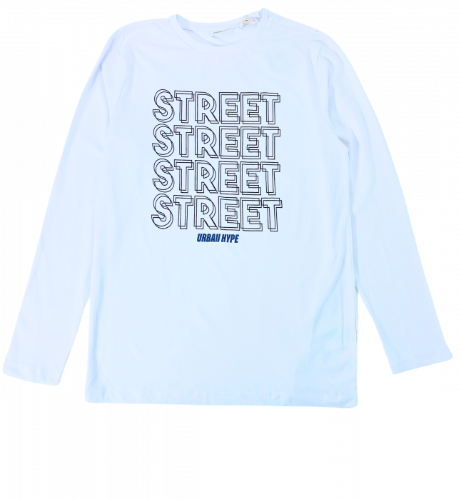 Bluza maneca lunga baieti, OVS, Urban Hype Street, Bumbac organic, Alb, 164 CM, 13-14 ani [1]