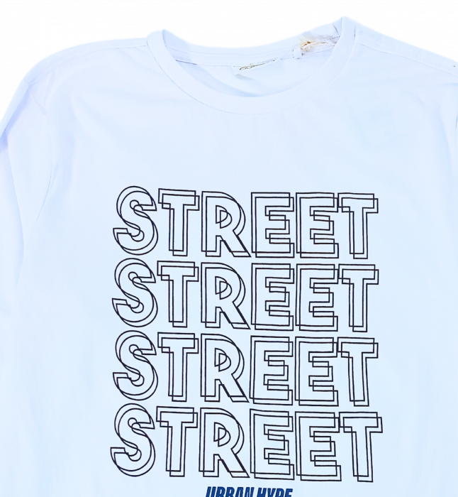 Bluza maneca lunga baieti, OVS, Urban Hype Street, Bumbac organic, Alb, 164 CM, 13-14 ani [4]