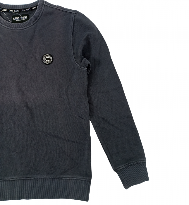 Bluza copii, Cars Jeans, aspect prespalat, Logo, bumbac, Gri inchis, 140 CM, 10 ani [3]