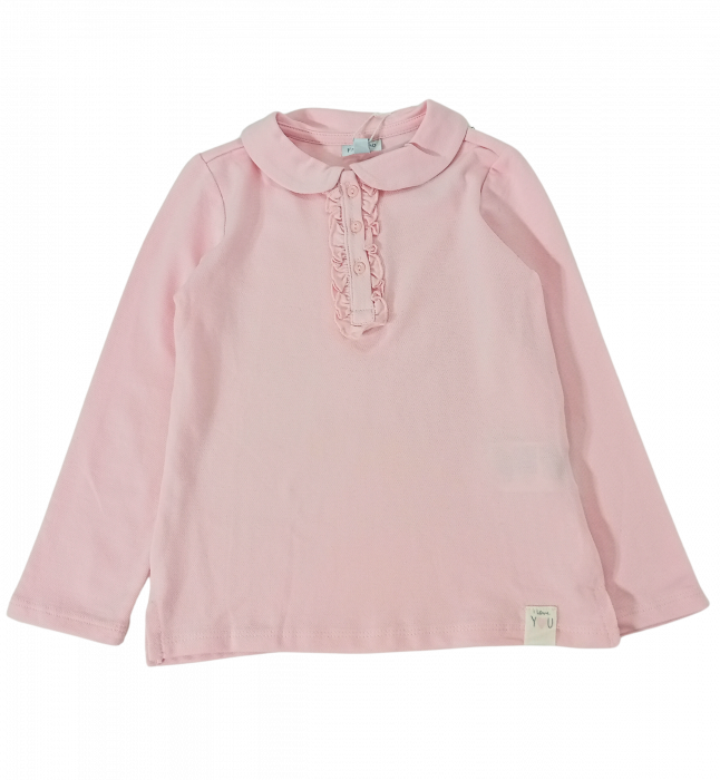 Bluza fete, cu guler rotunjit, nasturi si volanase, OVS, 100% bumbac, Roz, 98 cm, 30-36 luni [4]