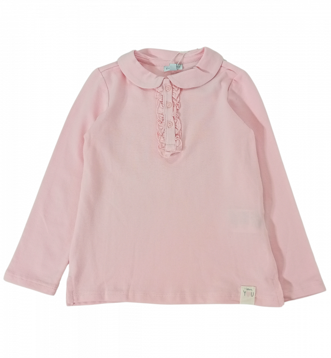 Bluza fete, cu guler rotunjit, nasturi si volanase, OVS, 100% bumbac, Roz, 98 cm, 30-36 luni [2]