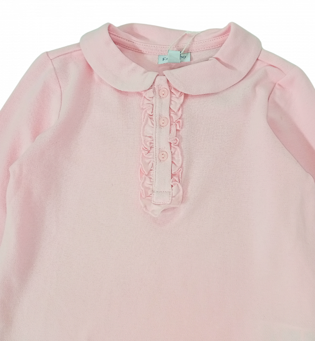 Bluza fete, cu guler rotunjit, nasturi si volanase, OVS, 100% bumbac, Roz, 98 cm, 30-36 luni [3]