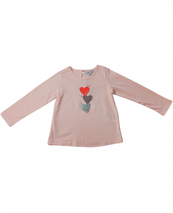 Bluza fete cu inimi, OVS, bumbac organic, roz, 80 cm, 12-18 luni [1]