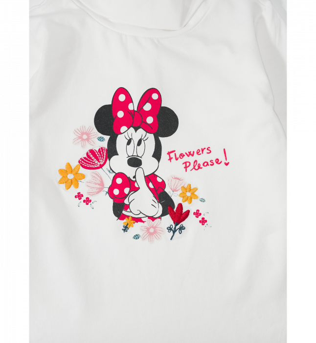 Bluza fete - Imprimeu Minnie Mouse și Broderie Florală, Bumbac Organic și Elastan, Licență Disney | Bucklars [3]