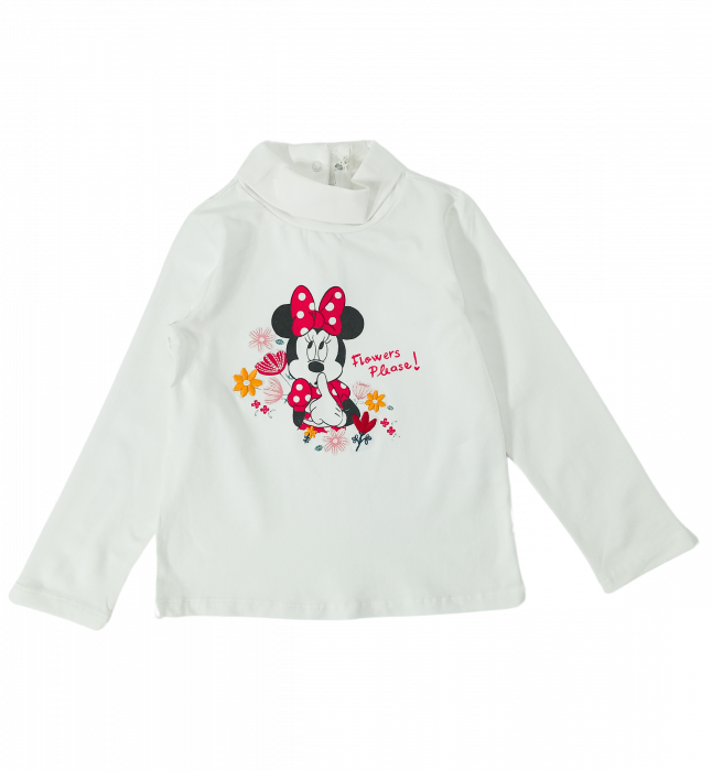 Bluza fete - Imprimeu Minnie Mouse și Broderie Florală, Bumbac Organic și Elastan, Licență Disney | Bucklars [1]