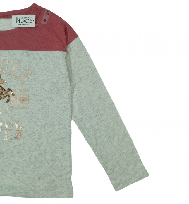 Bluza fete maneca lunga, The Children's PLACE, Unicorn power, Bumbac si poliester, 7-8 ani, M, [4]