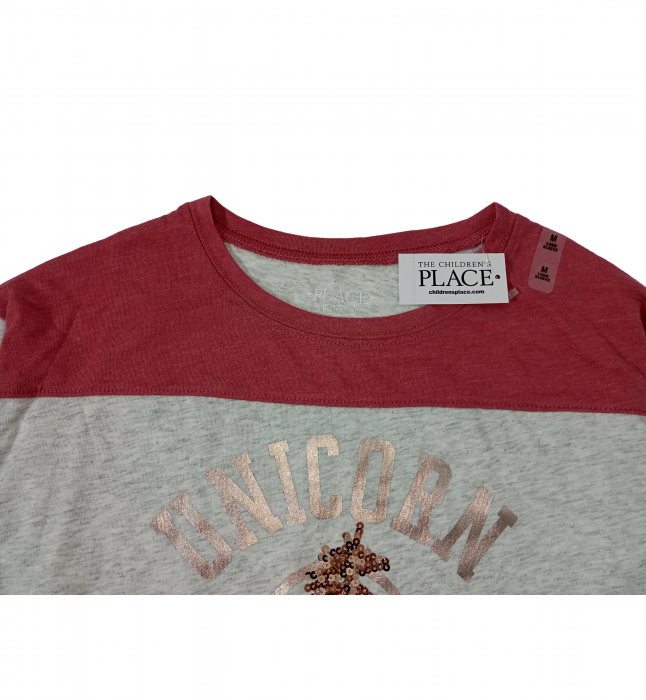 Bluza fete maneca lunga, The Children's PLACE, Unicorn power, Bumbac si poliester, 7-8 ani, M, [6]