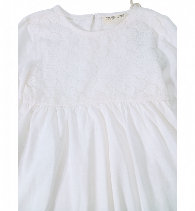 Bluza fete - Broderie cu dantelă, Bumbac Organic, Alb, 5-6 ani | Magazin Online Bucklars [2]