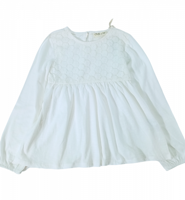 Bluza fete - Broderie cu dantelă, Bumbac Organic, Alb, 5-6 ani | Magazin Online Bucklars [3]