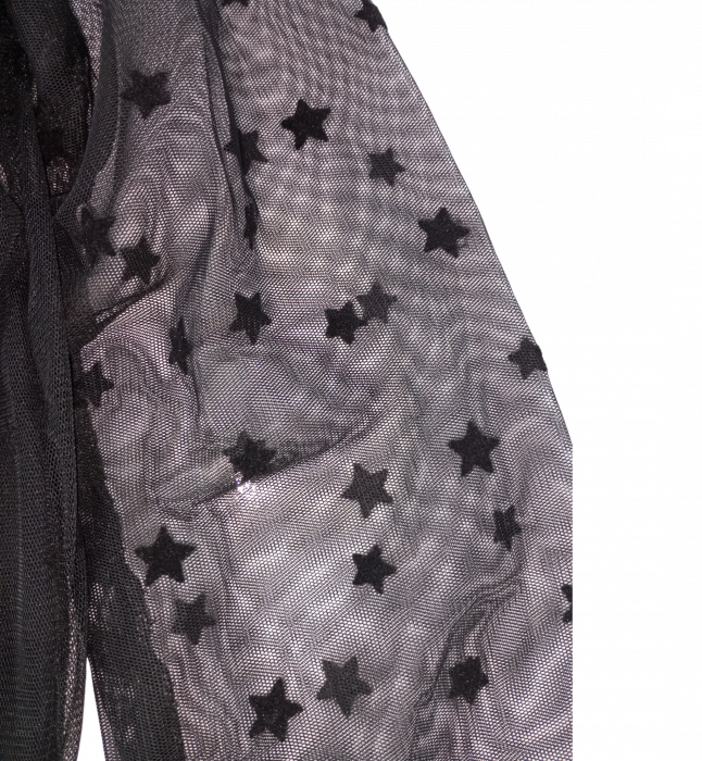 Bluza fete OVS - Dantelă cu Stele Brodate, Mâneci Translucide, Decupaj Posterior, Negru, 146 cm, 10-11 ani [3]