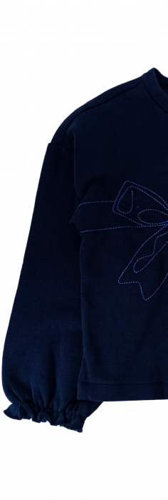 Bluza fete OVS - Fundă Brodată, Mâneci Elastice cu Volănașe, Bumbac 100%, Albastru Închis, [3]