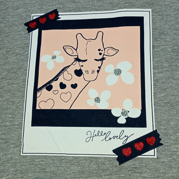 Bluza fete, OVS, girafa si flori, Bumbac organic, 8-9 ani [2]
