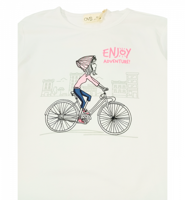 Bluza fete, OVS, imprimeu grafic, Enjoy adventure, bumbac si elastan, 9-10 ani [2]