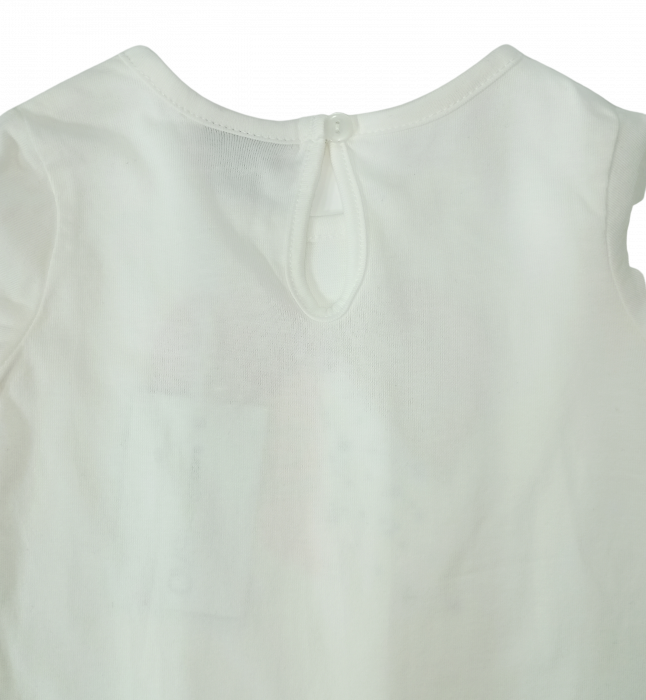 Bluza fete, OVS, Imprimeu grafic Inima, Bumbac organic, Alb, 80 CM, 12-18 luni [4]