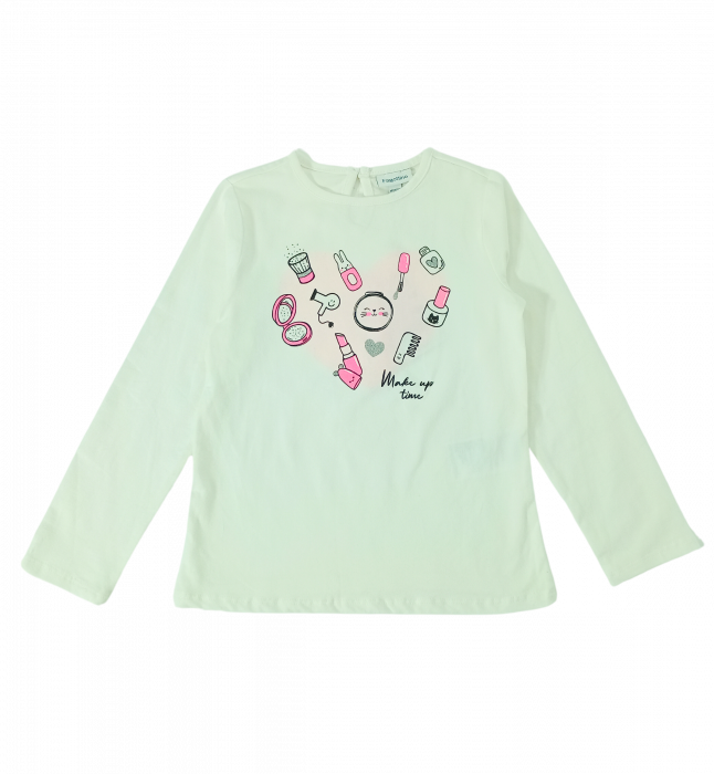 Bluza fete OVS - Imprimeu "Make Up Time", Bumbac și Elastan, Alb, 98 cm [1]