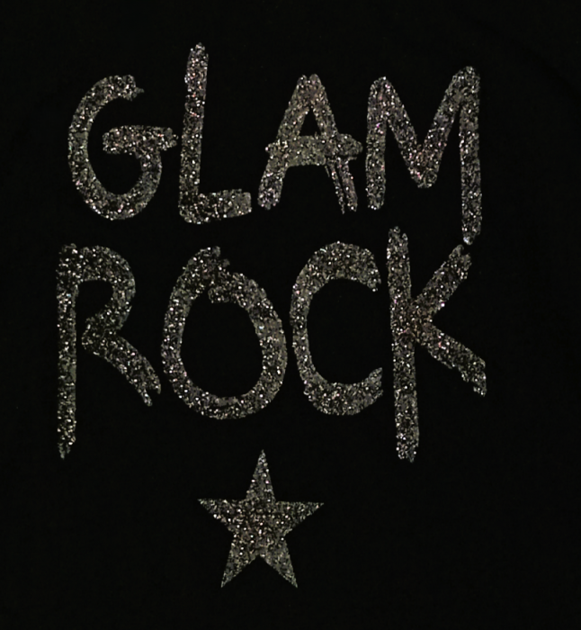 Bluza fete cu maneca lunga OVS - Imprimeu Text cu Sclipici "GLAM ROCK", Bumbac 100%, Negru, 158 cm [3]