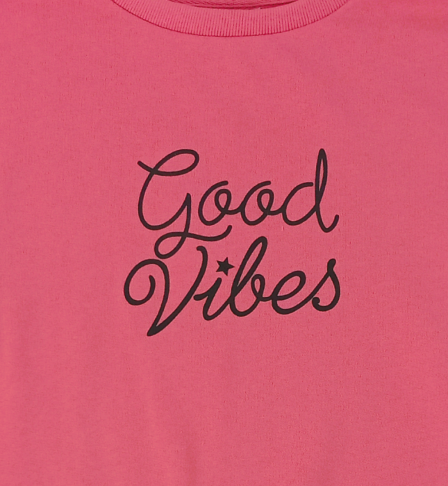 Bluza fete, OVS, imprimeu text Good Vibes, Bumbac si poliester, 13-14 ani [4]