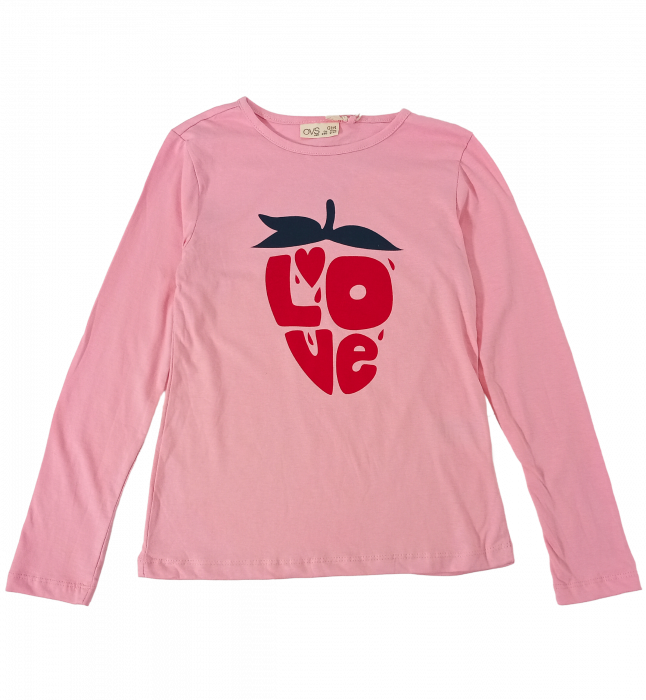 Bluza fete - Imprimeu text LOVE, Bumbac 100%, Roz, 9-10 ani [1]