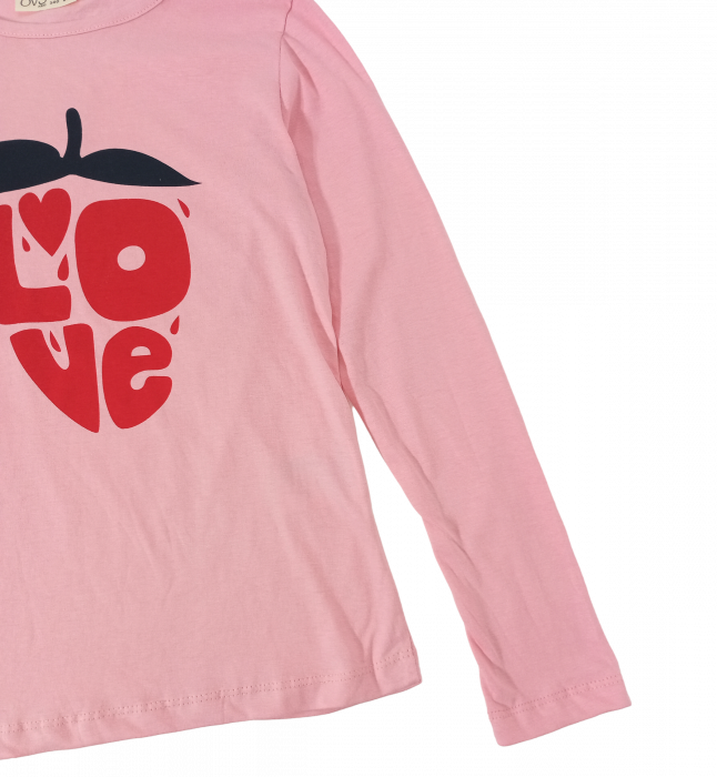 Bluza fete - Imprimeu text LOVE, Bumbac 100%, Roz, 9-10 ani [3]