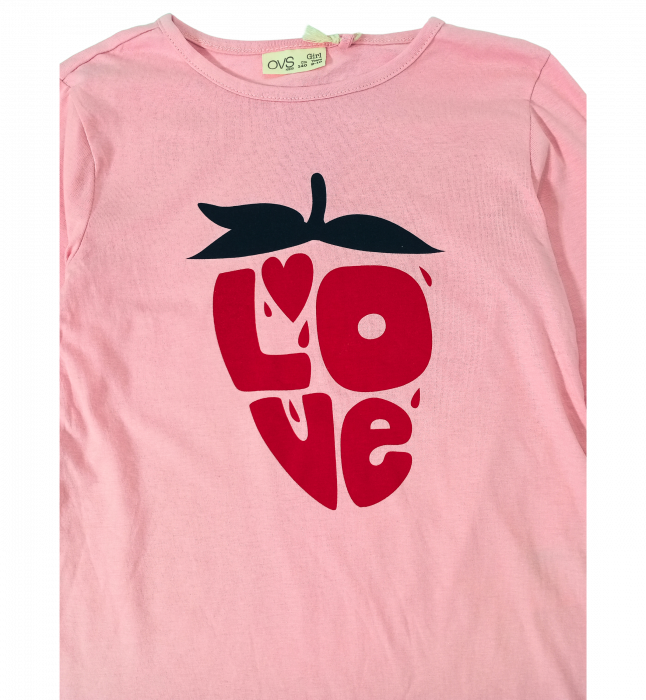 Bluza fete - Imprimeu text LOVE, Bumbac 100%, Roz, 9-10 ani [2]