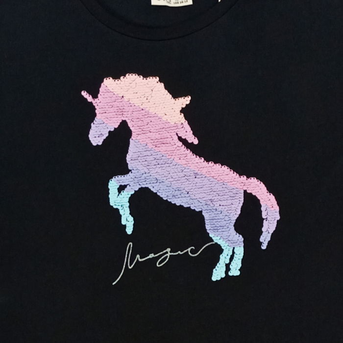 Bluza fete, OVS, imprimeu unicorn cu paiete, Bumbac organic, 12-13 ani [4]