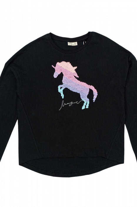 Bluza fete, OVS, imprimeu unicorn cu paiete, Bumbac organic, 12-13 ani [2]