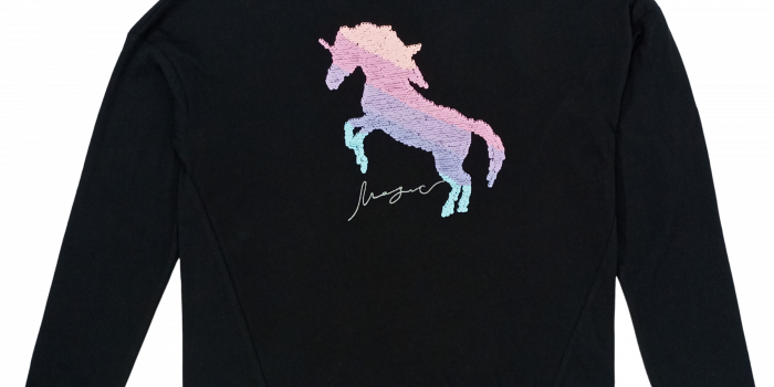 Bluza fete, OVS, imprimeu unicorn cu paiete, Bumbac organic, 12-13 ani [3]