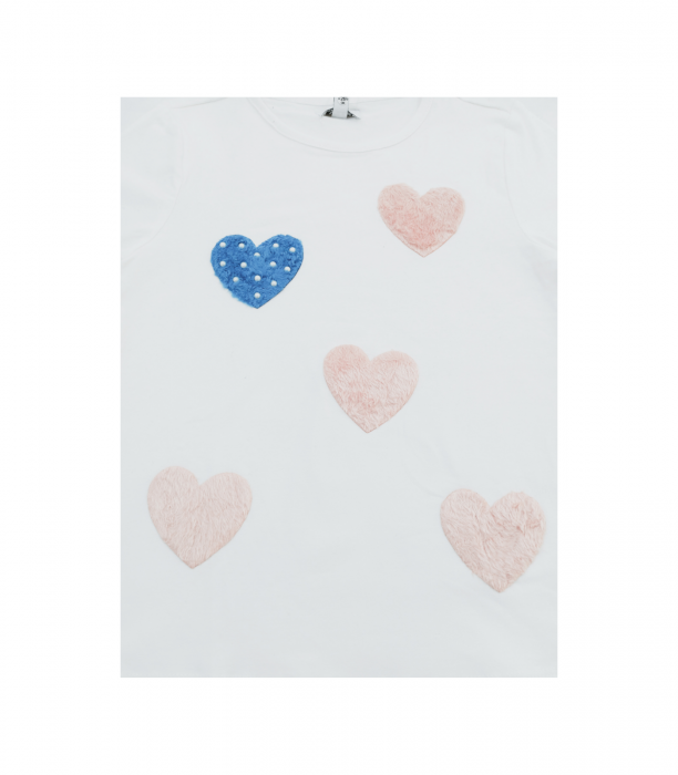 Bluza fete , OVS, inimioare plusate, bumbac, alb, 116 cm, 5-6 ani [3]