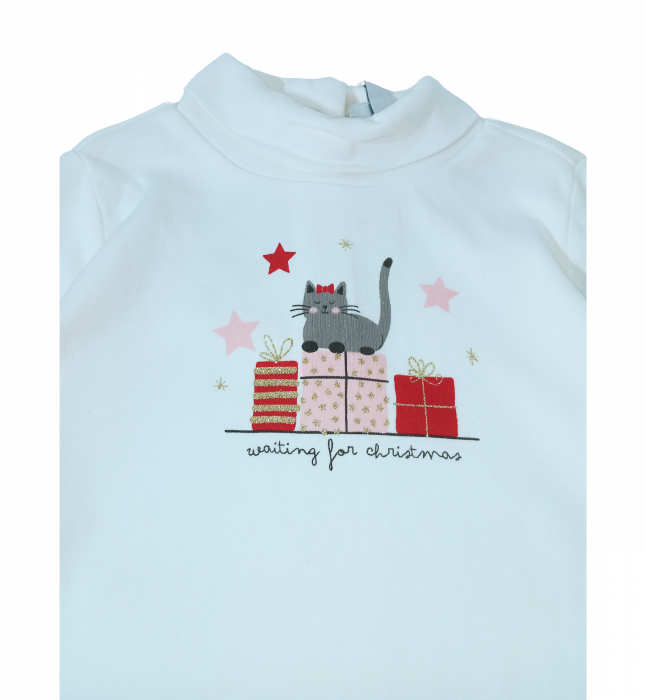 Bluza fete, OVS, model grafic cu guler inalt, Bumbac, [2]