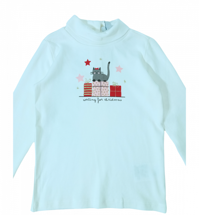 Bluza fete, OVS, model grafic cu guler inalt, Bumbac, [3]