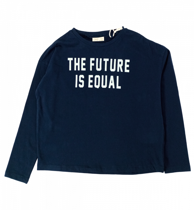Bluza fete OVS - "The Future is Equal", Bumbac și Elastan, Albastru Închis, 146 cm [1]