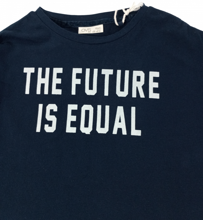 Bluza fete OVS - "The Future is Equal", Bumbac și Elastan, Albastru Închis, 146 cm [2]