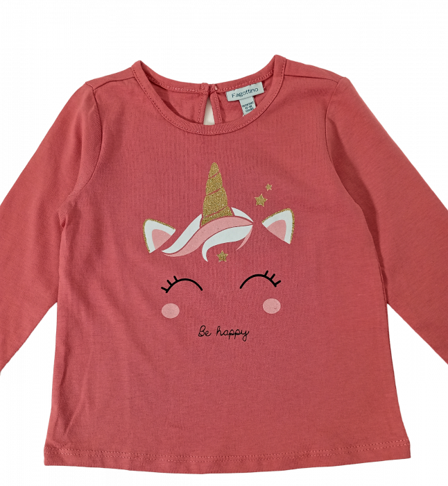 Bluza fete, OVS, Unicorn Be happy, Bumbac organic, 12-18 luni [2]